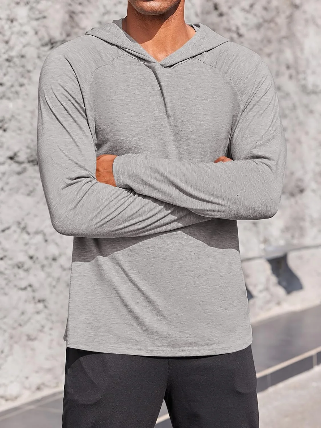 هودی ورزشی مردانه گافنگ، آستین بلند، سبک وزن، مناسب باشگاه، دویدن، خشک‌شونده سریع، پیراهن ورزشی کلاه دار