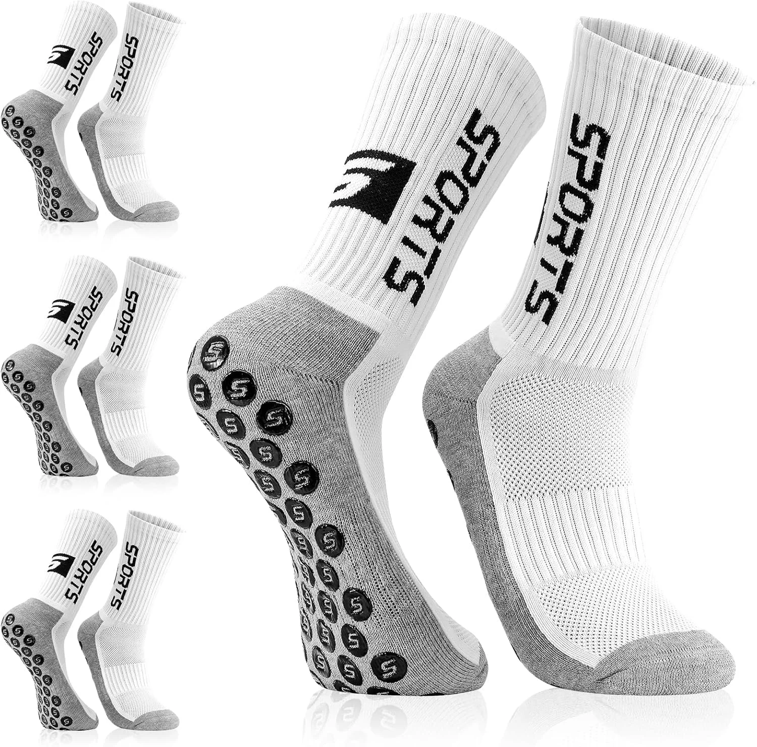 جوراب های ورزشی مردانه ضد لغزش مناسب فوتبال، بسکتبال، دویدن، راگبی، پیاده روی و فوتبال - 3 جفت