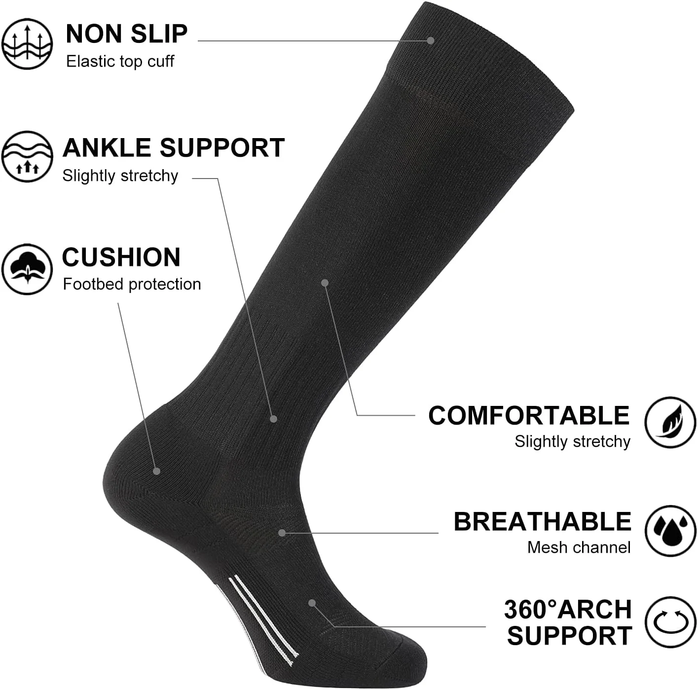 جوراب ورزشی فیت رل، بسته 2/3 عددی، مناسب فوتبال، بیسبال، سافت بال، برای مردان، زنان، پسران و دختران