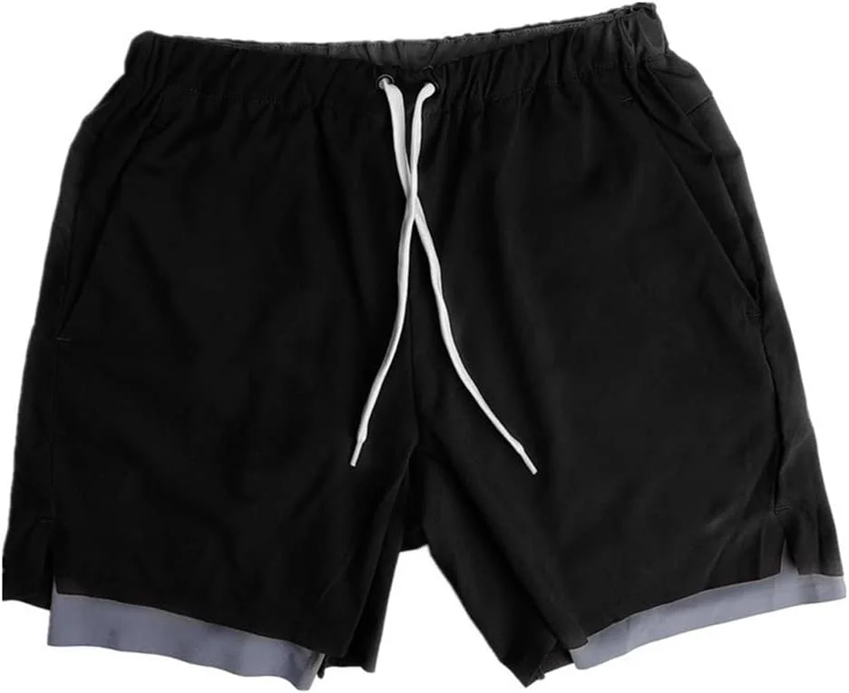 شلوارک ورزشی مردانه 2 در 1، مناسب تمرینات ورزشی، باشگاه، دویدن، تنفسی و راحت