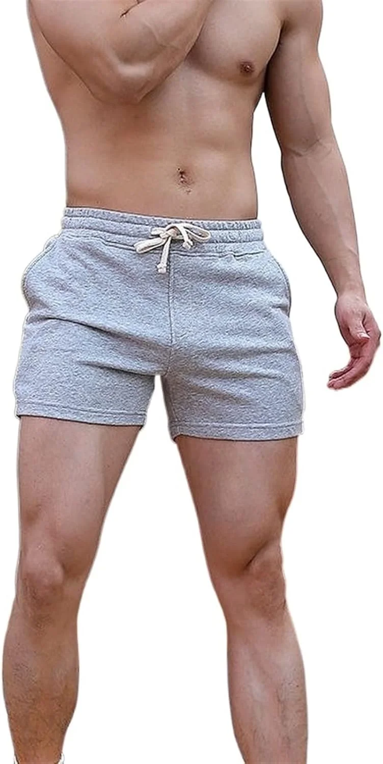 شلوارک مردانه تمرینی، قد مناسب، کمر کشی، شلوارک ورزشی مردانه، شلوارک نخی، لباس باشگاه و فیتنس مردانه (S)