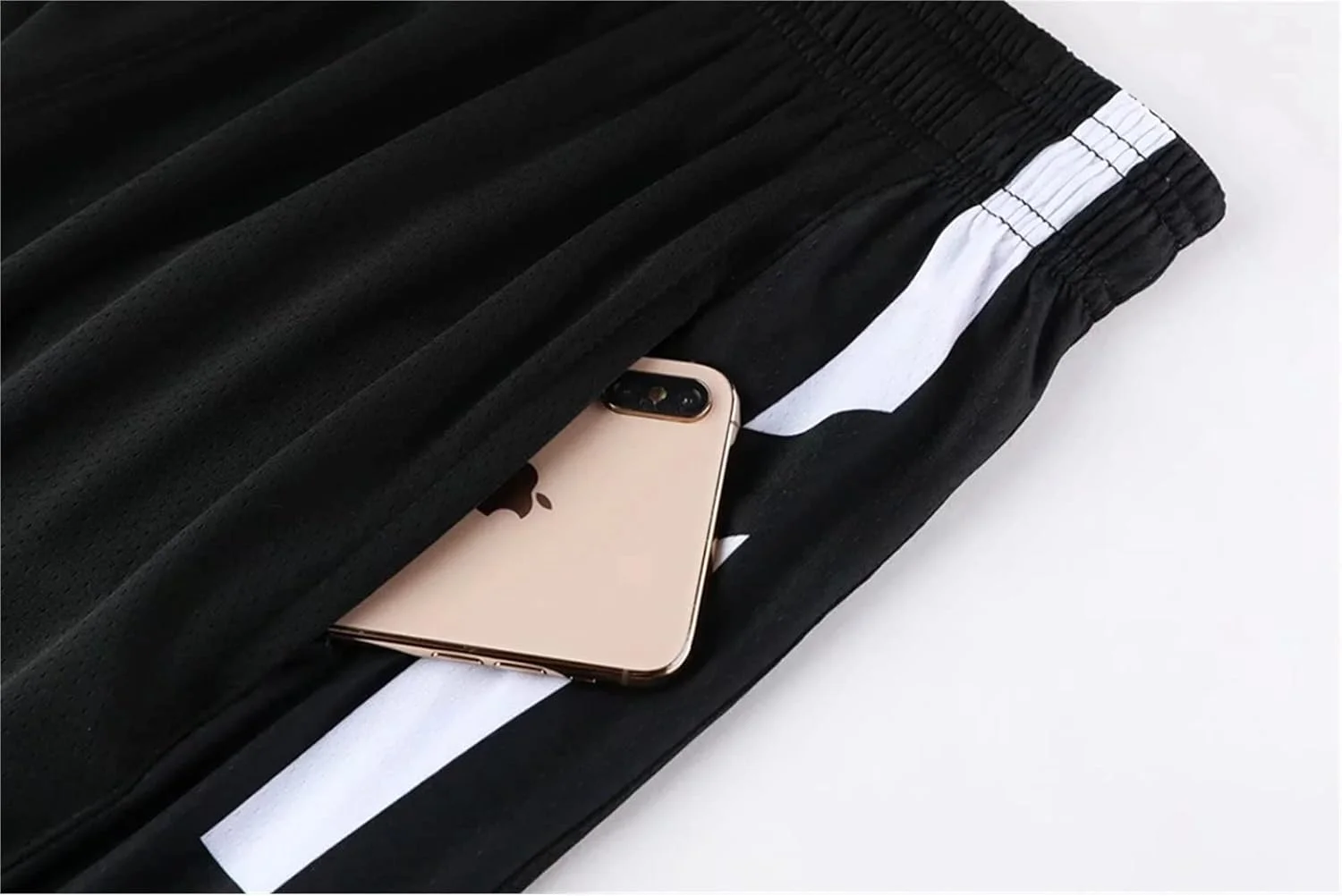 شلوارک مردانه ورزشی، شلوارک ورزشی مردانه، شلوارک بسکتبال، شلوارک تمرینی جیب زیپ دار (مشکی، 4XL)