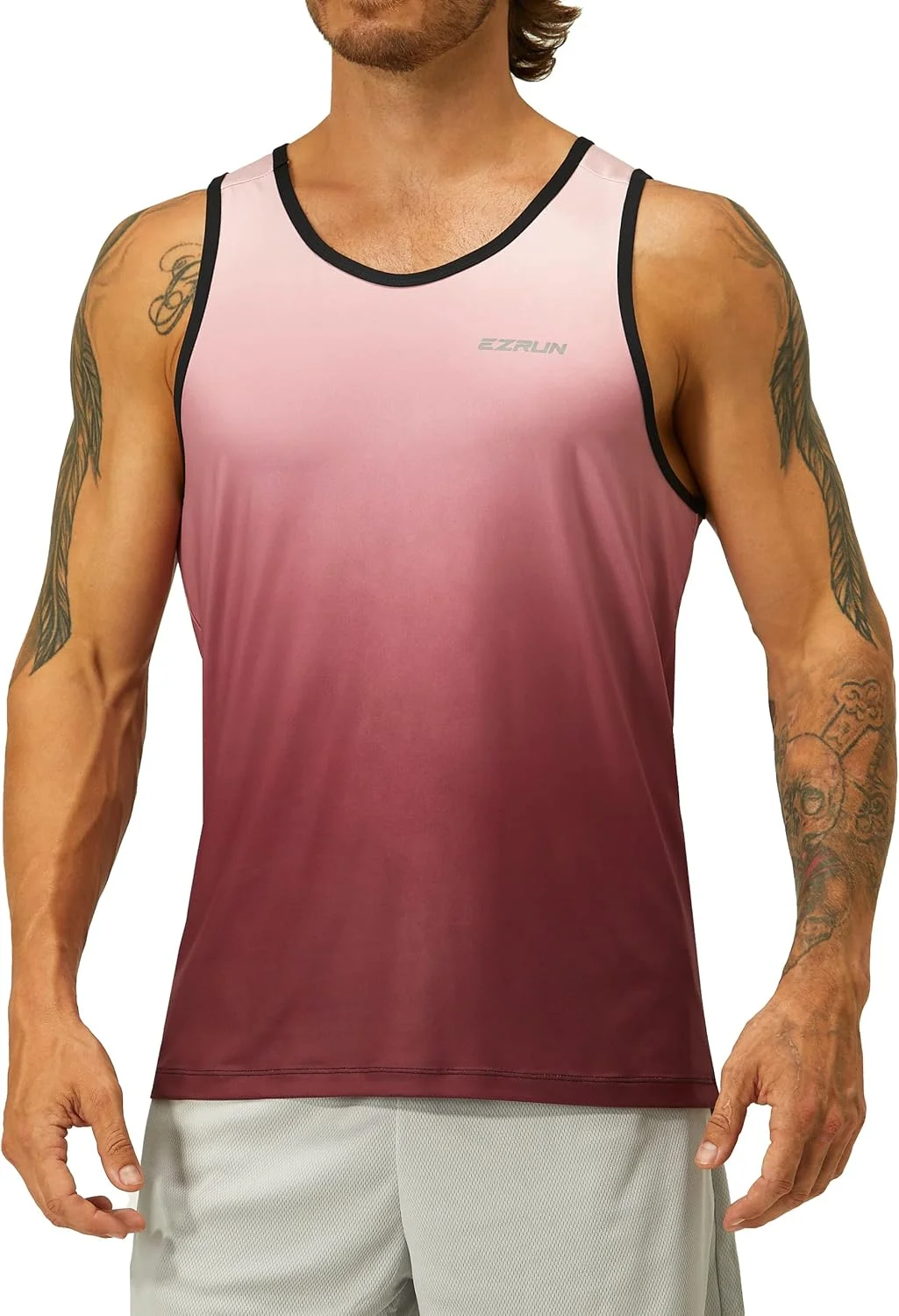 تاپ ورزشی مردانه EZRUN با قابلیت خشک شدن سریع، مناسب بدنسازی، باشگاه، دویدن، تمرینات ورزشی و تی‌شرت بدون آستین