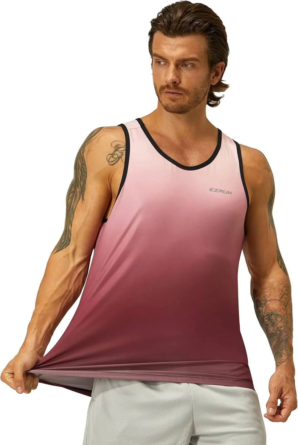 تاپ ورزشی مردانه EZRUN با قابلیت خشک شدن سریع، مناسب بدنسازی، باشگاه، دویدن، تمرینات ورزشی و تی‌شرت بدون آستین