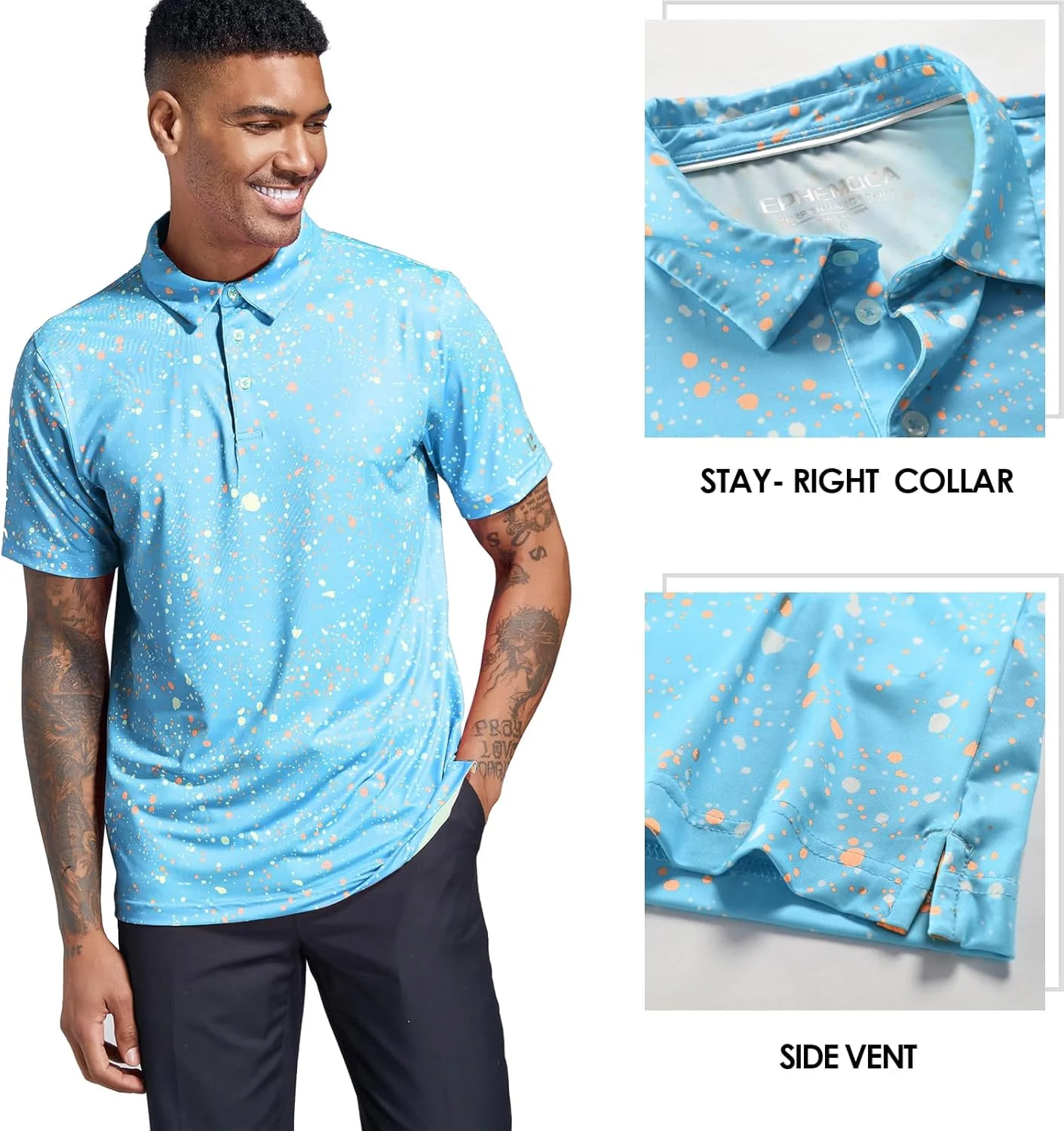 پولوشرت آستین کوتاه مردانه مناسب گلف با قابلیت خشک شدن سریع و چاپ طرح
