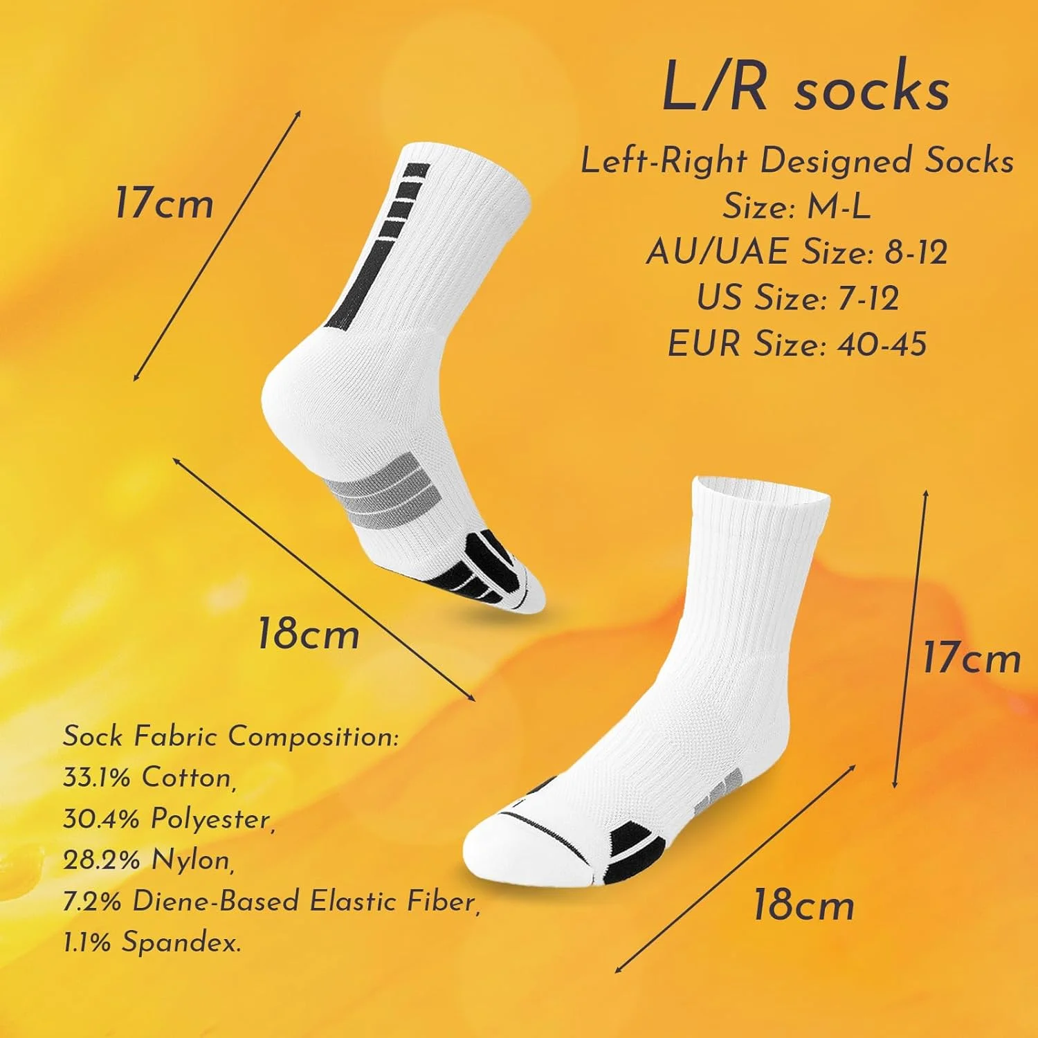 جوراب ورزشی مردانه، مناسب ورزش - راحت، بادوام، تنفسی، ضد عرق - مناسب دویدن، بسکتبال، تنیس، باشگاه ورزشی (6 جفت)