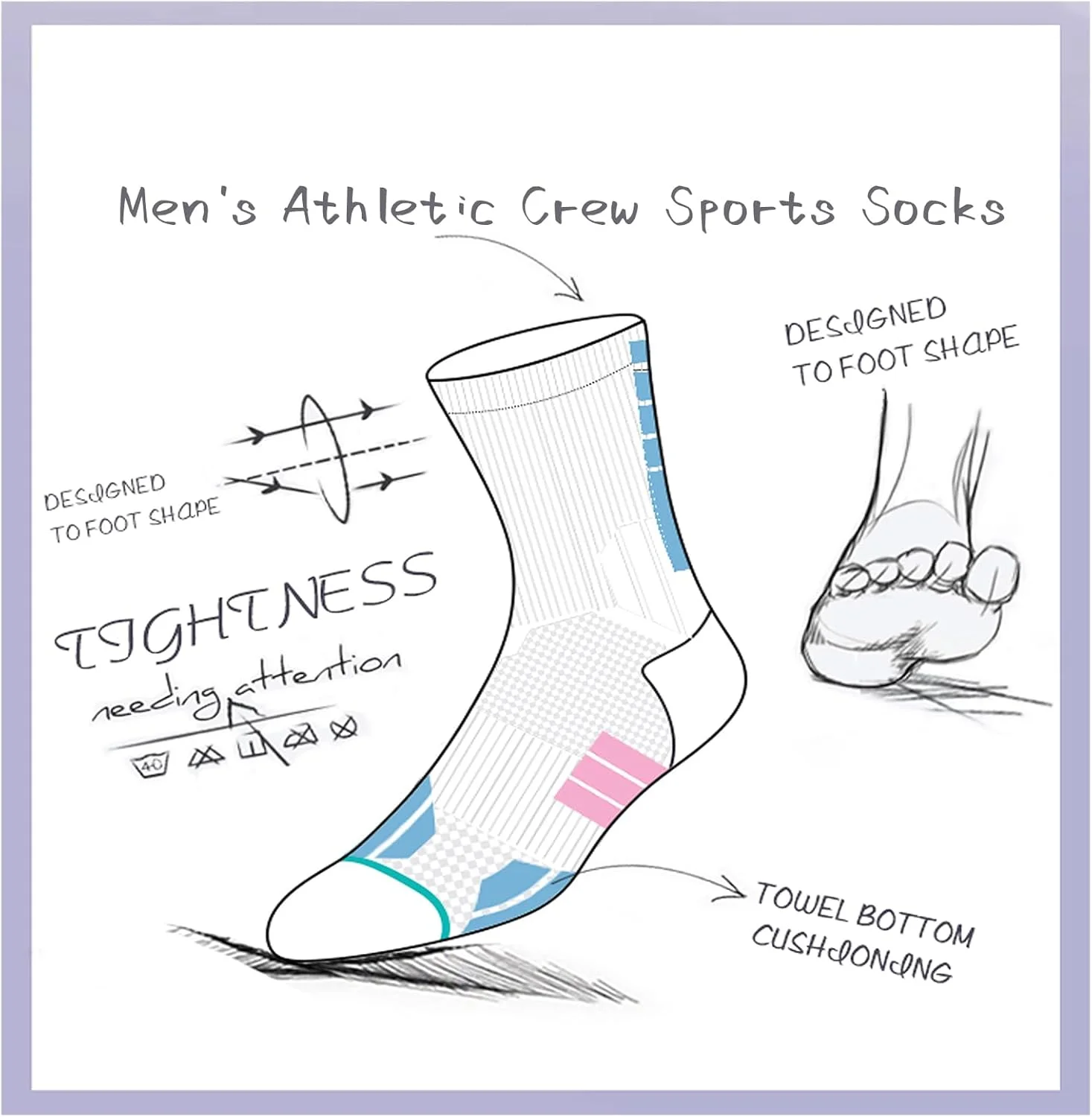 جوراب ورزشی مردانه، مناسب ورزش - راحت، بادوام، تنفسی، ضد عرق - مناسب دویدن، بسکتبال، تنیس، باشگاه ورزشی (6 جفت)