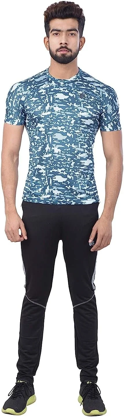 تی شرت آستین کوتاه یقه گرد DSC DSC-38، سایز بزرگ (ذغالی/آبی آسمانی روشن)