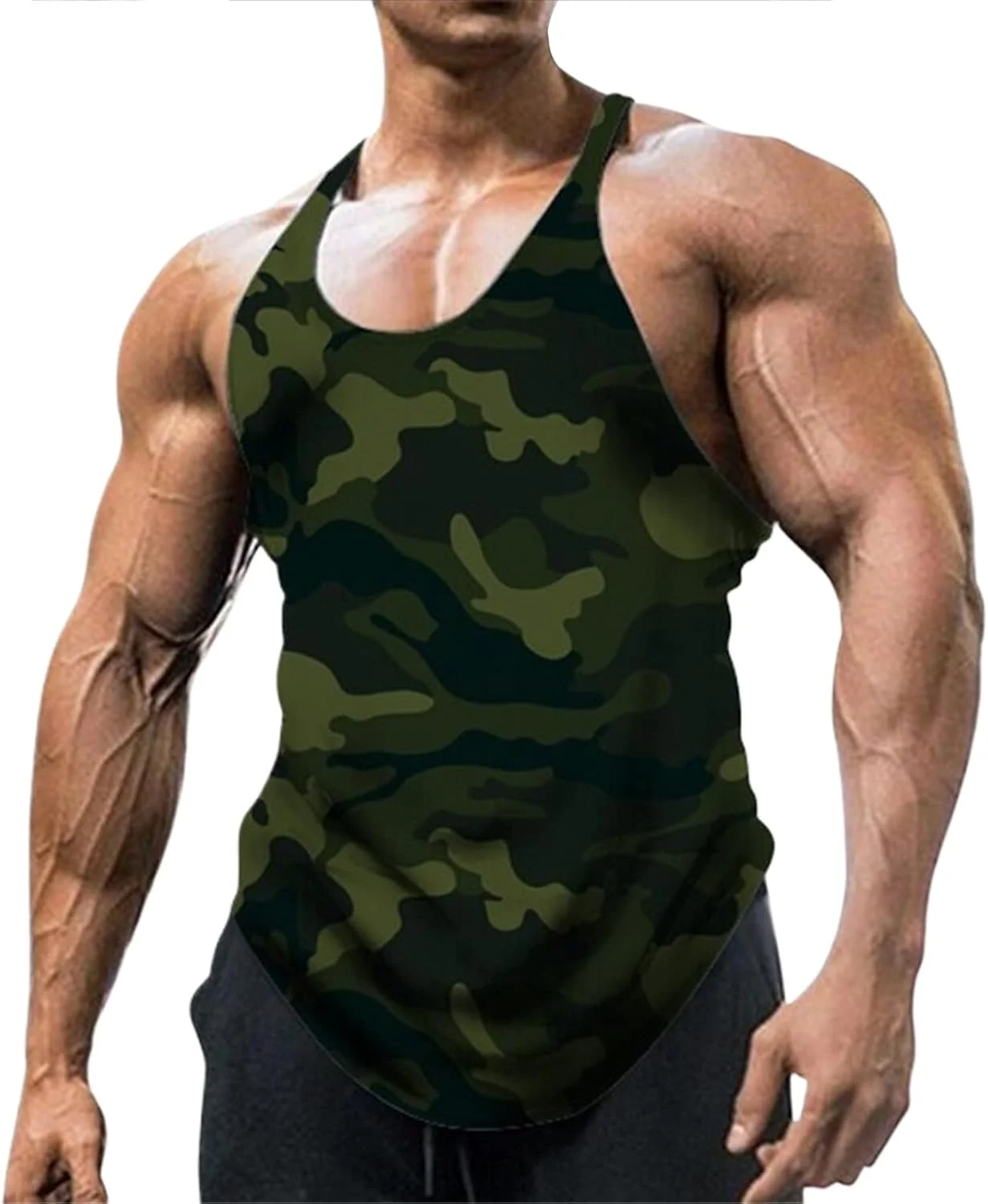 تاپ رکابی مردانه طرح ارتشی Cici، تاپ ورزشی یقه U