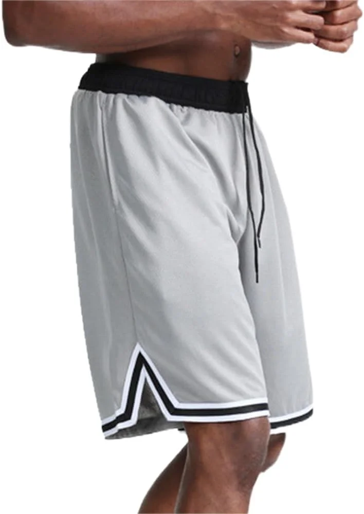 شلوارک بسکتبال مردانه طرح راه راه Cici Fashion، شلوارک بسکتبال خشک‌شونده سریع با جیب، دارای چاک کناری و بند کشی داخلی