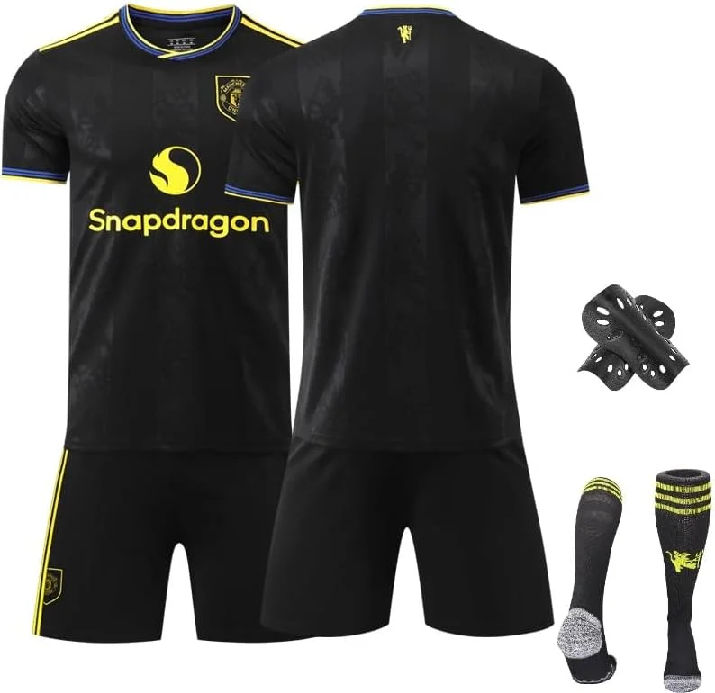 ست لباس دوم رسمی منچستر یونایتد فصل 26-25 - ست تمرینی فوتبال مردانه، جوانان و بچه گانه (ترکیب تیشرت، شورت، جوراب) - لباس ورزشی فوتبال تنفسی - 2AW