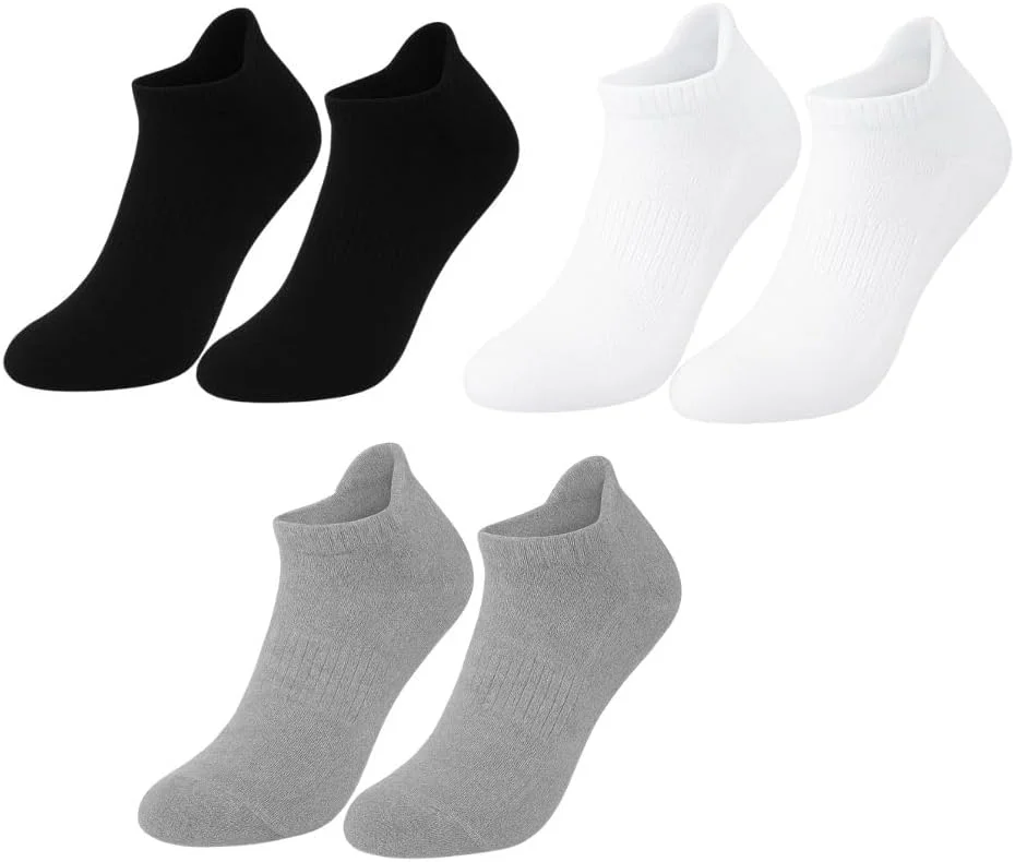 جوراب مچی ورزشی مردانه، نخی، دارای بالشتک، رطوبت گیر، مشکی سفید خاکستری، 3 جفت