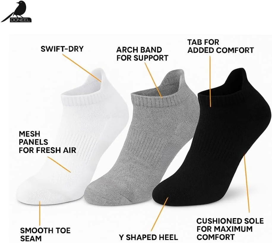 جوراب مچی ورزشی مردانه، نخی، دارای بالشتک، رطوبت گیر، مشکی سفید خاکستری، 3 جفت جوراب مچی ورزشی مردانه، نخی، دارای بالشتک، رطوبت گیر، مشکی سفید خاکستری، 3 جفت