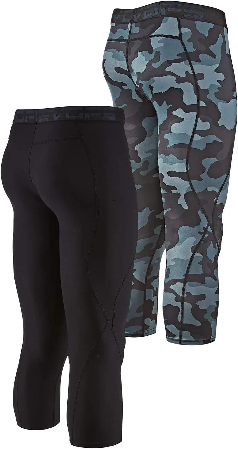 DEVOPS بسته 2 عددی شلوارک ورزشی مردانه 3/4 فشرده سازی با جیب DEVOPS بسته 2 عددی شلوارک ورزشی مردانه 3/4 فشرده سازی با جیب