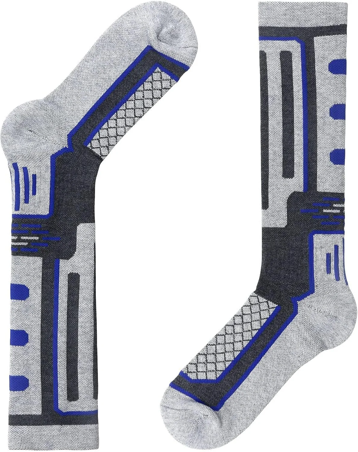 جوراب‌های اسکی حرارتی، 2 جفت جوراب ساق بلند ضخیم و گرم، جوراب ورزشی ساق بلند زمستانی مردانه برای اسکی، اسنوبرد، پیاده‌روی و کوهنوردی