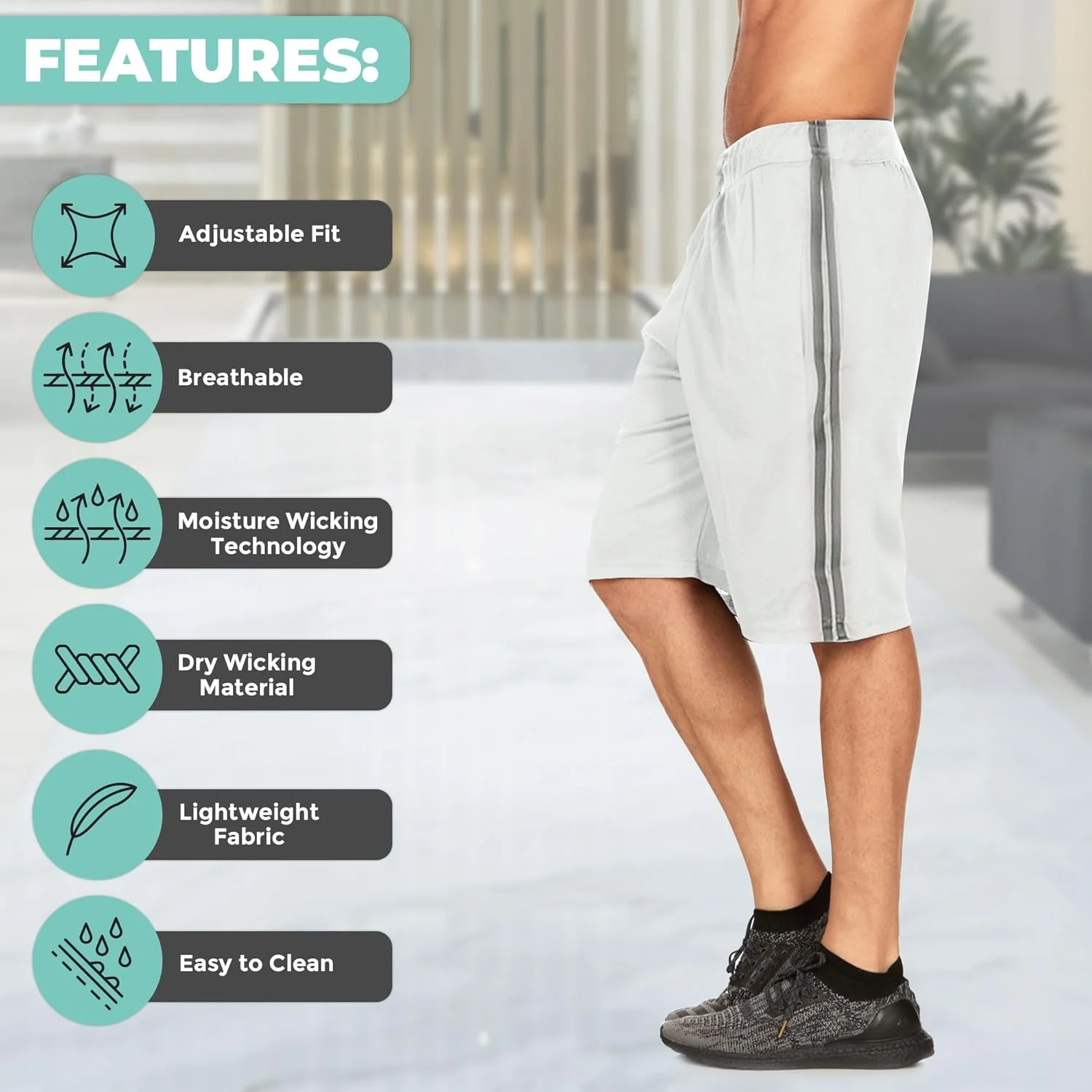 شورت ورزشی مردانه DARESAY با جیب، شورت ورزشی فعال - بسته 5 عددی