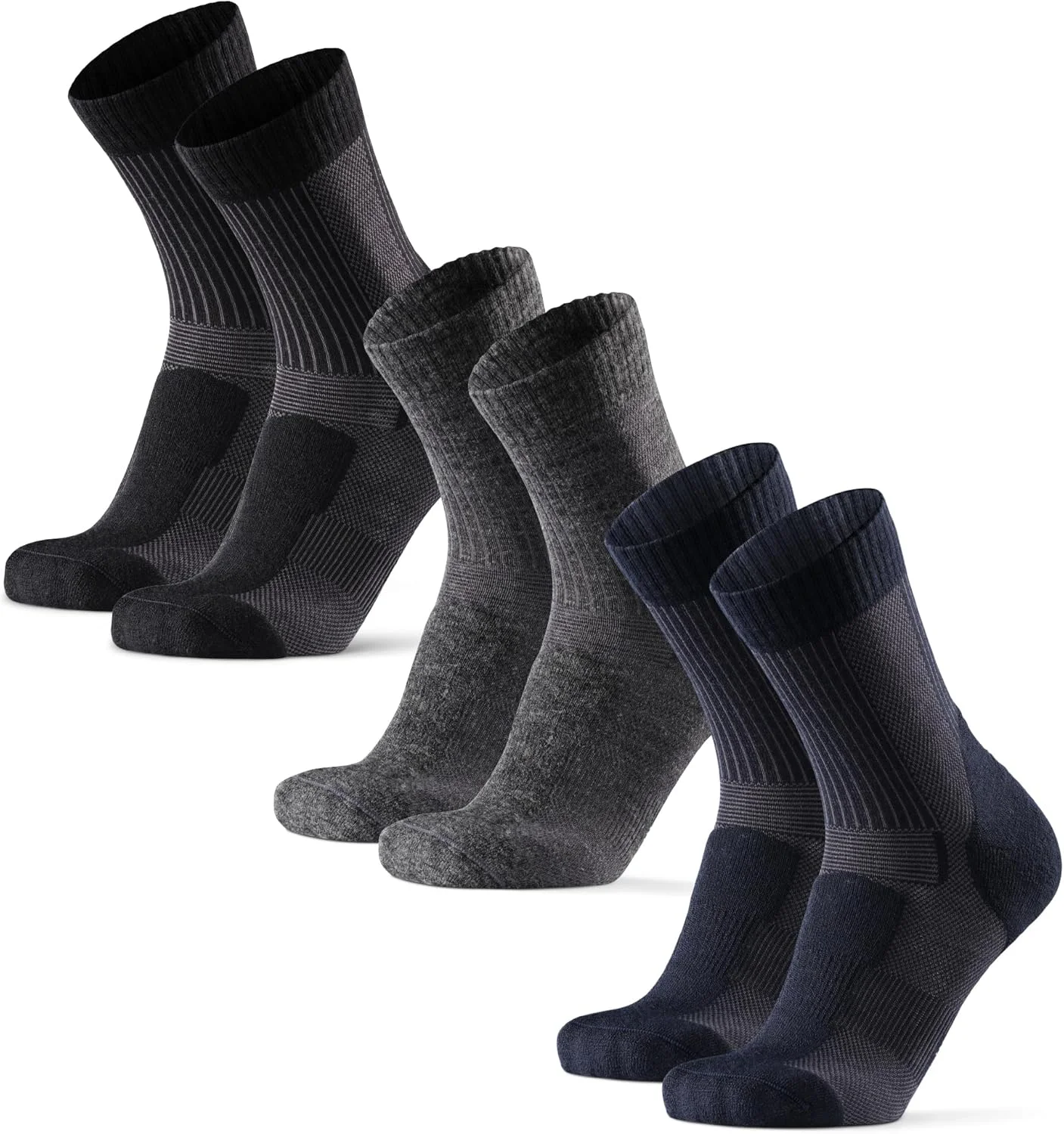 جوراب‌های پشمی سبک وزن مردانه و زنانه برای پیاده‌روی، ضد تاول، سه جفت