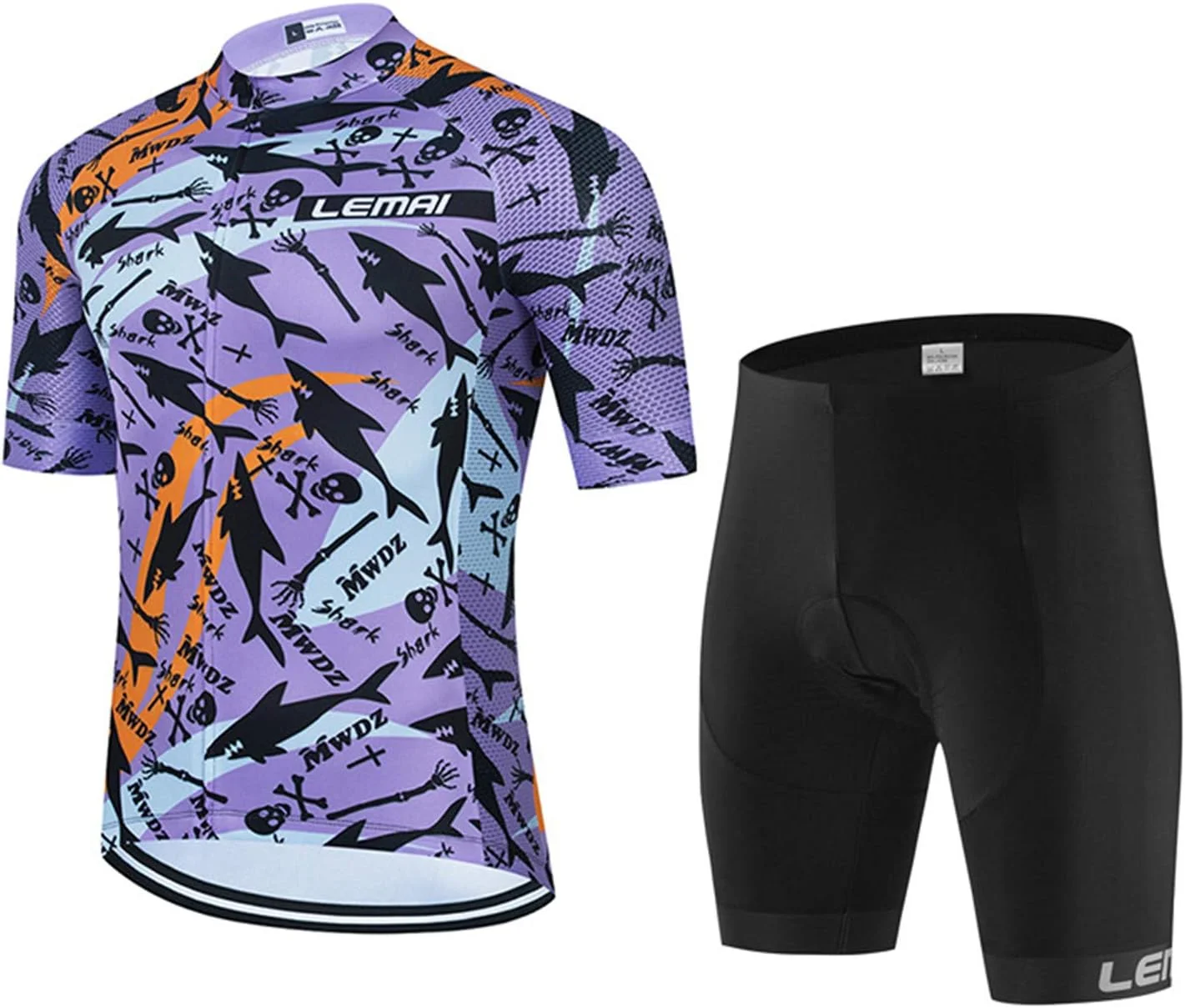 لباس دوچرخه سواری مردانه آستین کوتاه، تنفس پذیر با شورت پد ژله ای سه بعدی، لباس ورزشی فضای باز