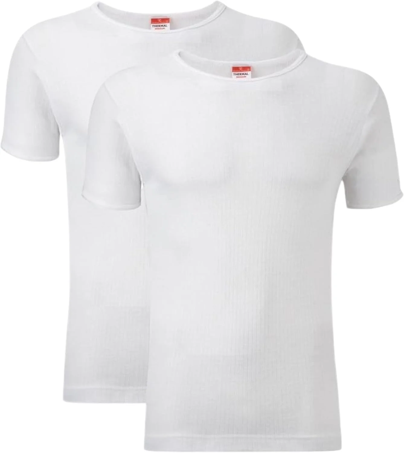 بسته 2 عددی تاپ حرارتی مردانه - آستین کوتاه، یقه گرد ساده، زیرپوش گرم مردانه، لایه زیرین، پنبه ای، سایزهای S, M, L, XL, XXL