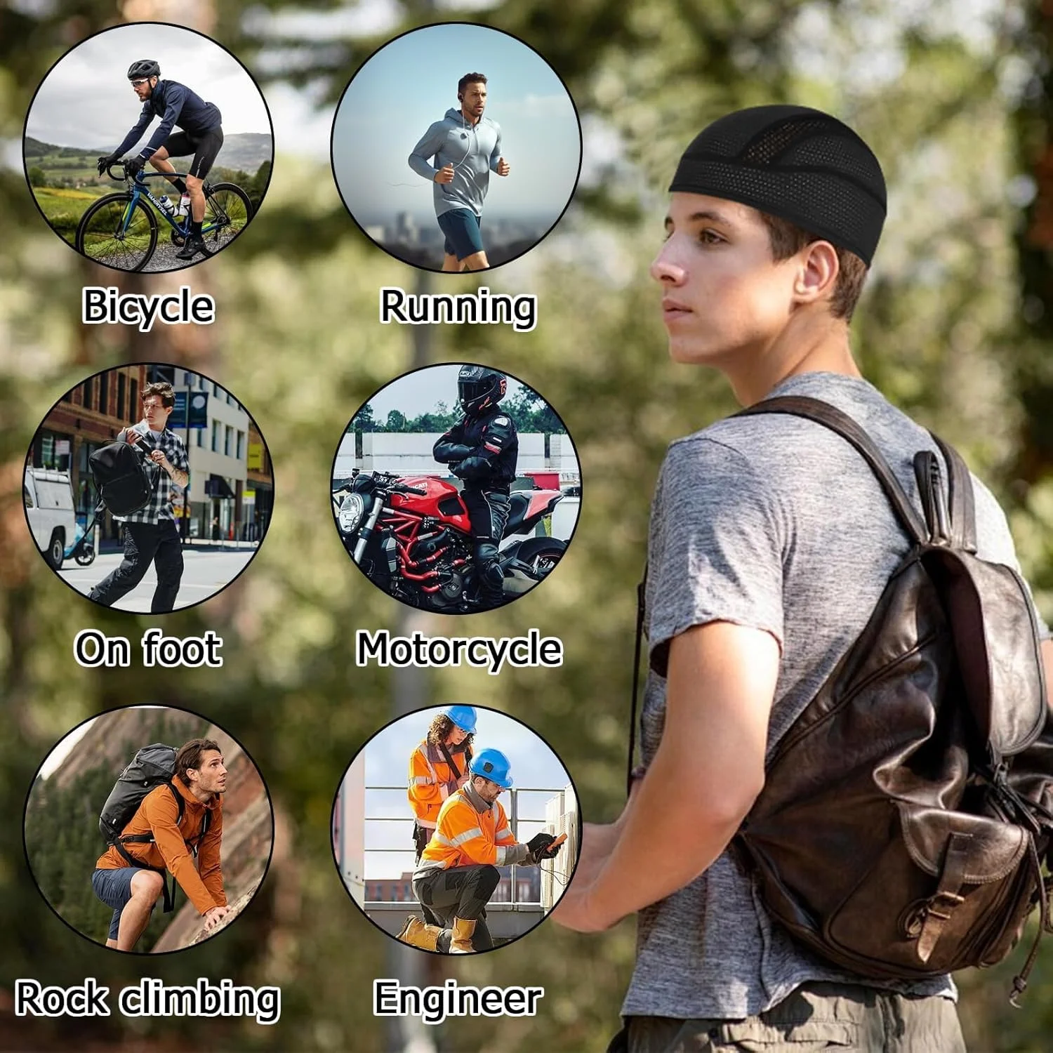 کلاه خنک کننده دوچرخه سواری زیر کلاه ایمنی، کلاه جمجمه ای، کلاه های کلاه ایمنی دوچرخه سواری مردانه تابستانی، کلاه های دویدن، کلاه ورزشی، آستر عرق گیر کلاه ایمنی موتورسیکلت برای مردان و زنان، توری سبک وزن، 2 عدد