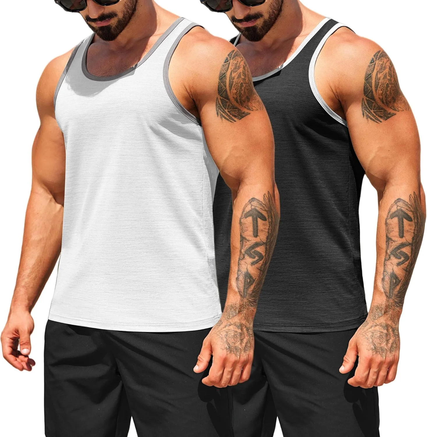 تاپ ورزشی مردانه COOFANDY، بسته تیشرت های آستین حلقه ای مناسب تمرین، خشک شو، مناسب دویدن، باشگاه بدنسازی و عضله سازی تاپ ورزشی مردانه COOFANDY، بسته تیشرت های آستین حلقه ای مناسب تمرین، خشک شو، مناسب دویدن، باشگاه بدنسازی و عضله سازی