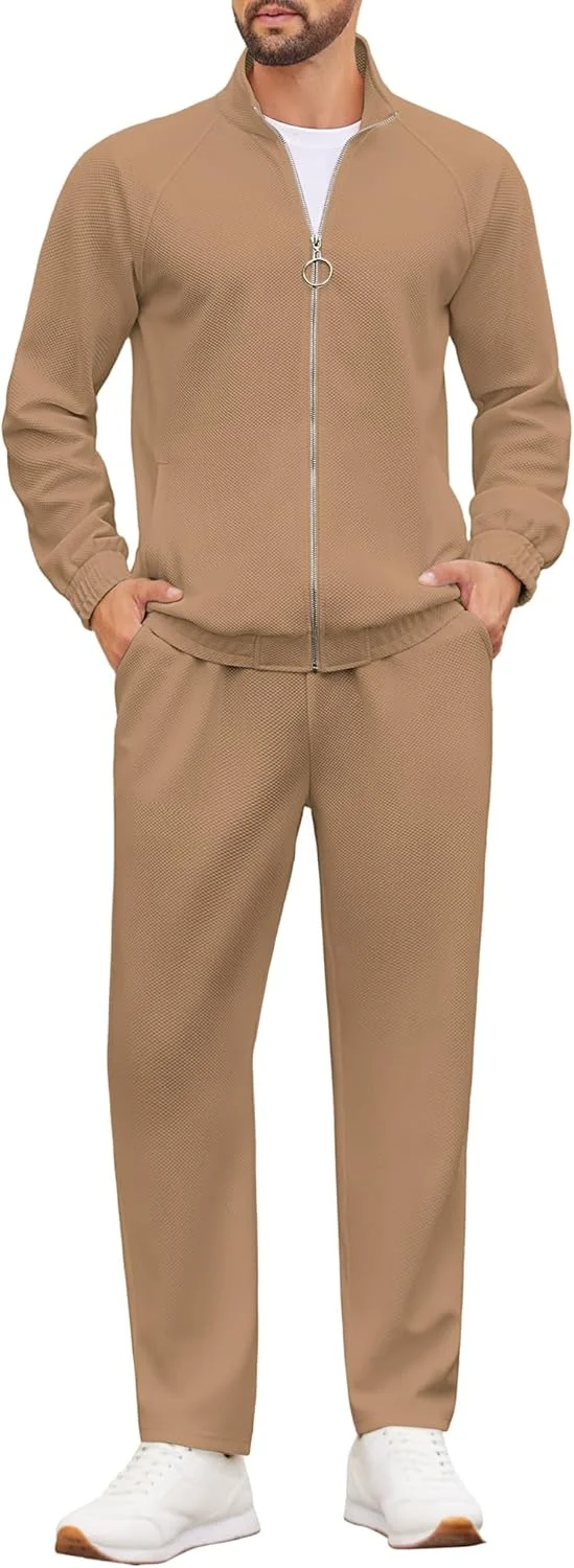 ست لباس ورزشی مردانه دو تکه COOFANDY، لباس گرمکن اسپرت زیپ کامل، مناسب دویدن و ورزش