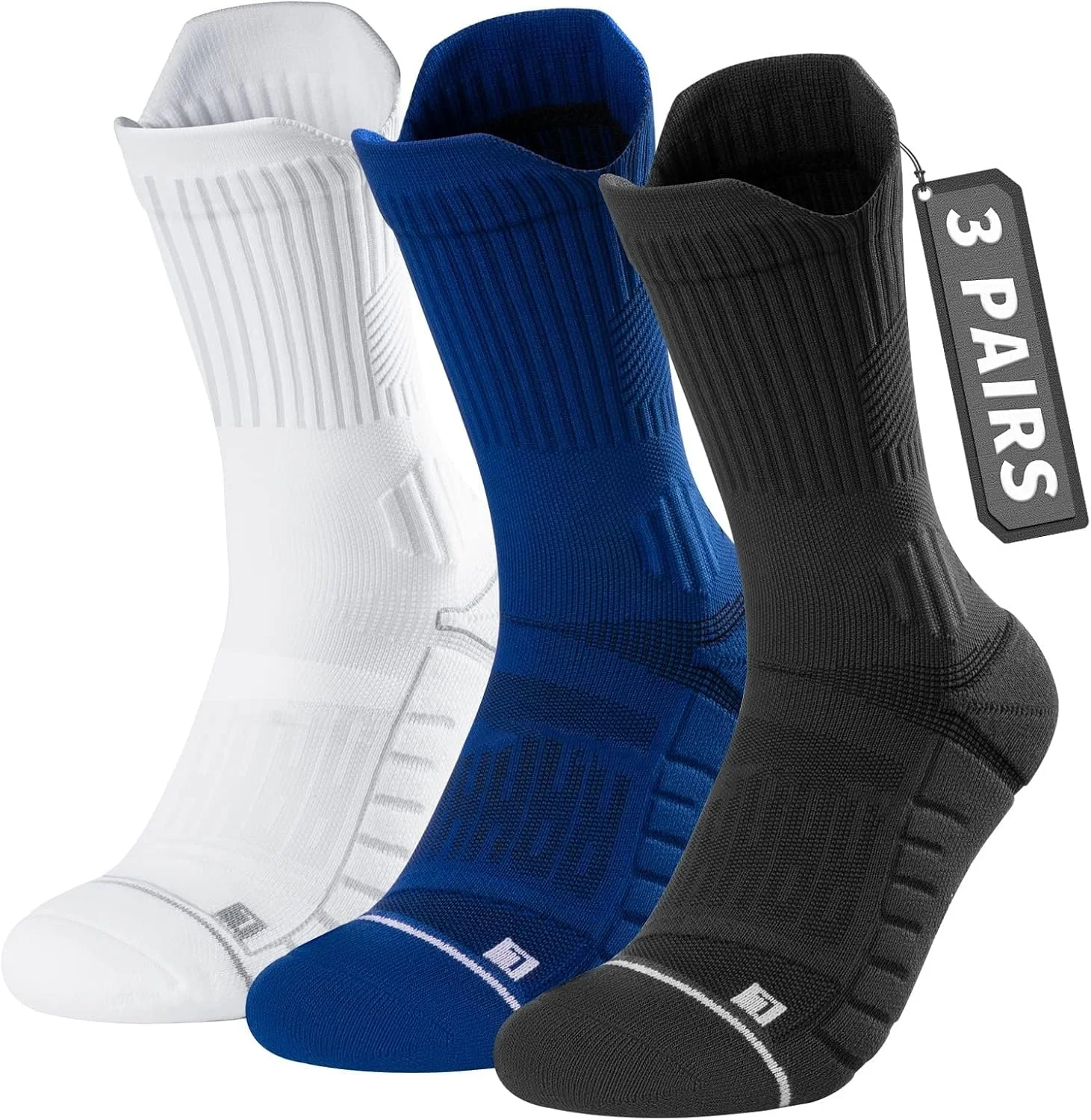 ۳ جفت جوراب ورزشی مردانه Coolmax، جوراب ساق بلند ضخیم و نرم برای پیاده روی، جوراب ورزشی ضد تاول با قابلیت جذب رطوبت برای ورزش های فضای باز و استفاده روزانه