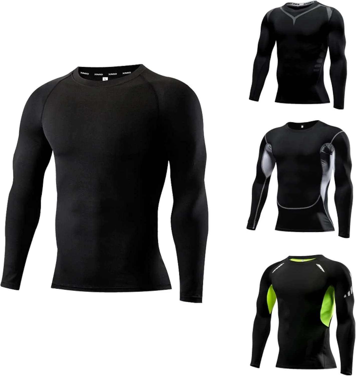 تی‌شرت ورزشی مردانه فشرده‌سازی، مناسب دویدن و فیتنس، آستین بلند، خشک‌شونده سریع