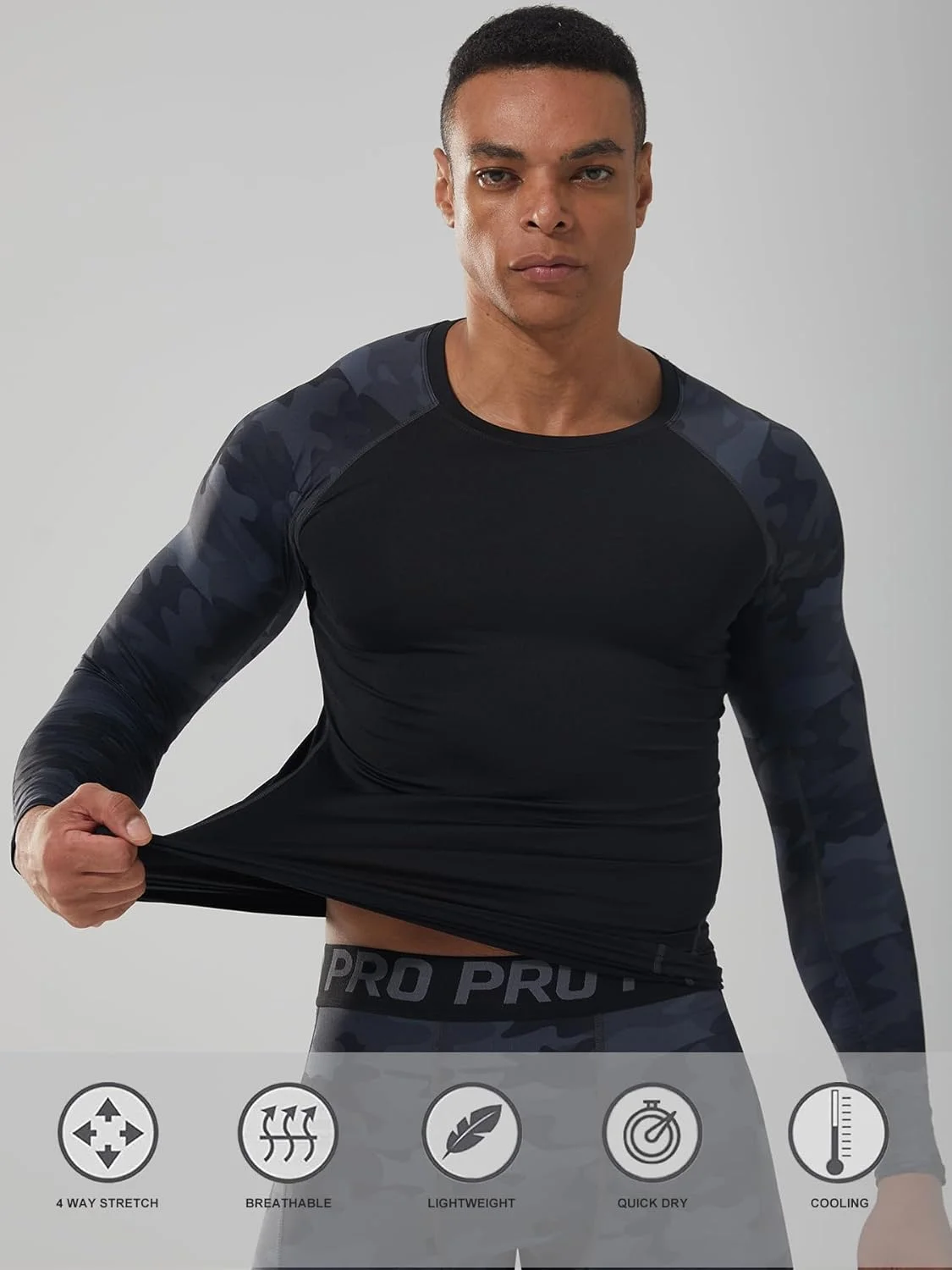 ست 3 عددی تیشرت آستین بلند مردانه فشرده سازی، محافظت در برابر اشعه ماوراء بنفش، خنک کننده و خشک کننده مناسب تمرین، بیسبال و زیرپوش ست 3 عددی تیشرت آستین بلند مردانه فشرده سازی، محافظت در برابر اشعه ماوراء بنفش، خنک کننده و خشک کننده مناسب تمرین، بیسبال و زیرپوش