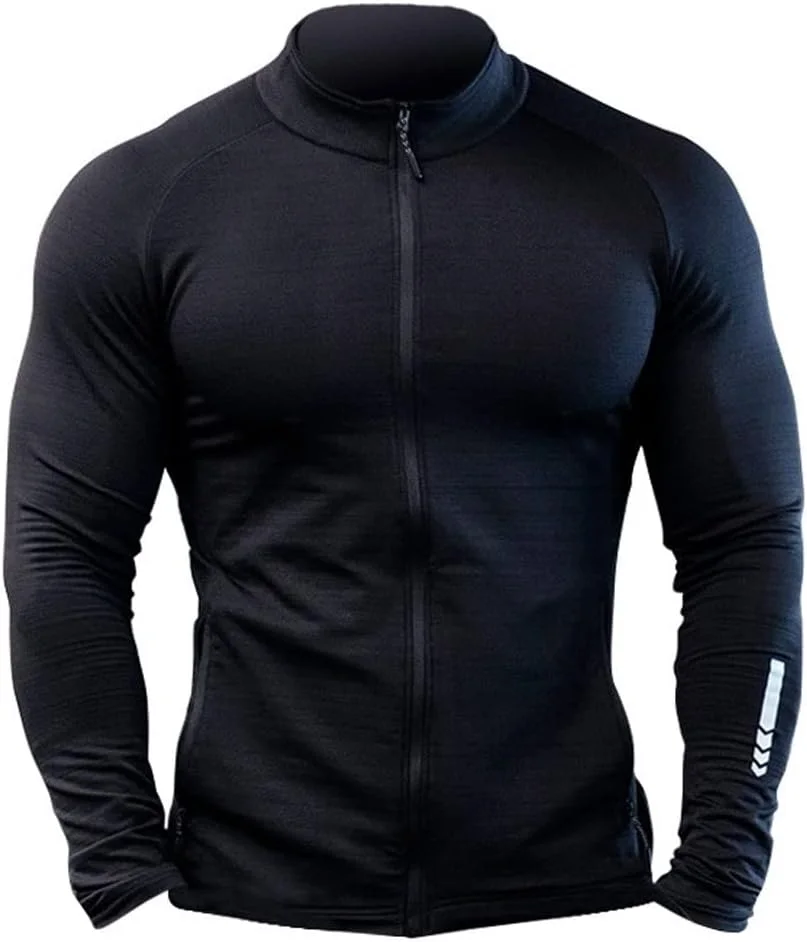پیراهن ورزشی آستین بلند مردانه زمستانی ضخیم زیپ دار کشی با قابلیت خشک شدن سریع مناسب دویدن، باشگاه و لباس ورزشی مردانه