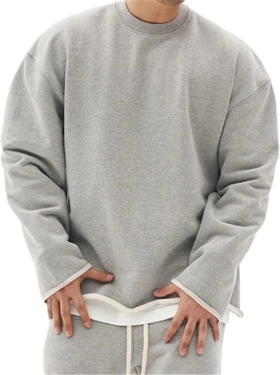 هودی آستین بلند مردانه یقه گرد، لباس ورزشی، پلیور، لباس ورزشی مردانه