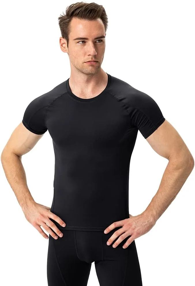 تی شرت آستین کوتاه مردانه، تاپ ورزشی فشرده، زیرپوش خشک و خنک، لباس زیر تمرین باشگاه تی شرت آستین کوتاه مردانه، تاپ ورزشی فشرده، زیرپوش خشک و خنک، لباس زیر تمرین باشگاه