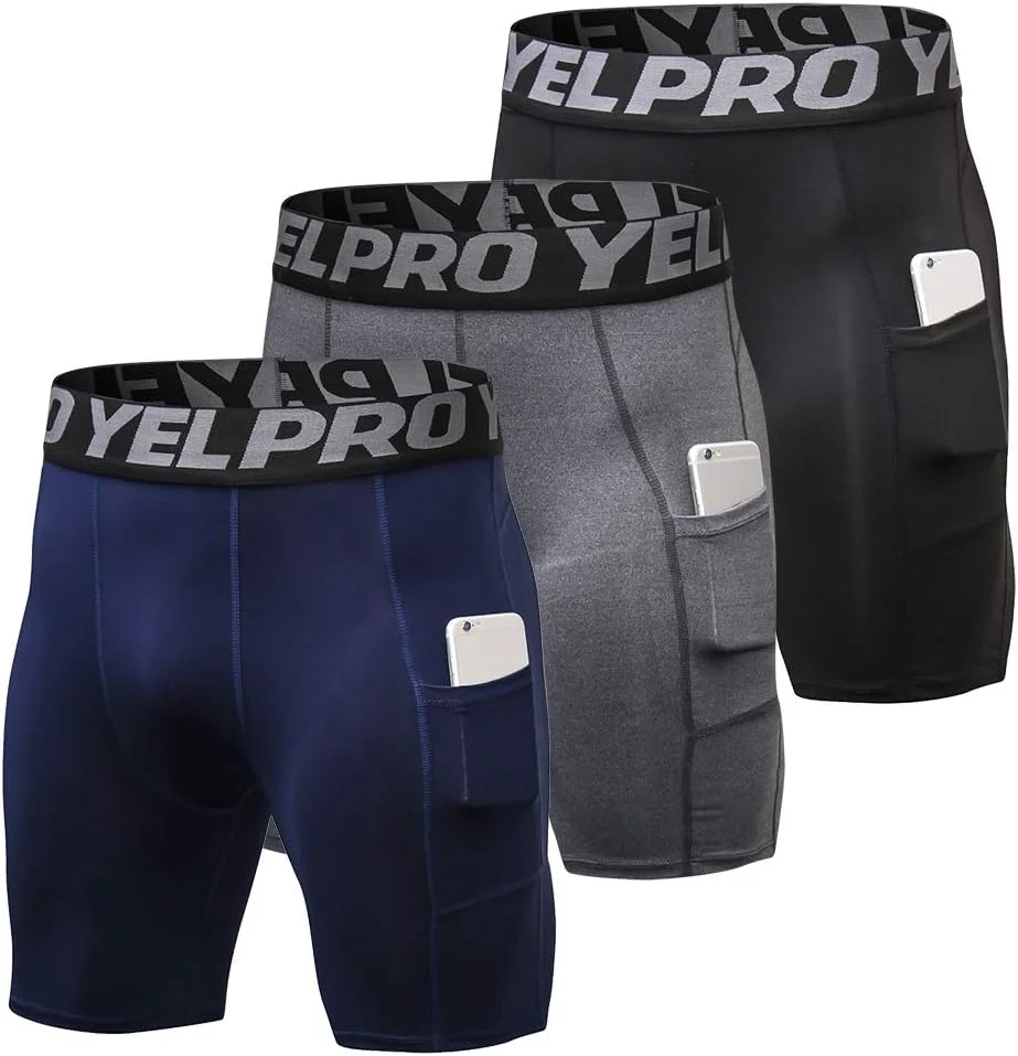 ست 3 عددی شورت ورزشی مردانه با قابلیت فشاری و جیب