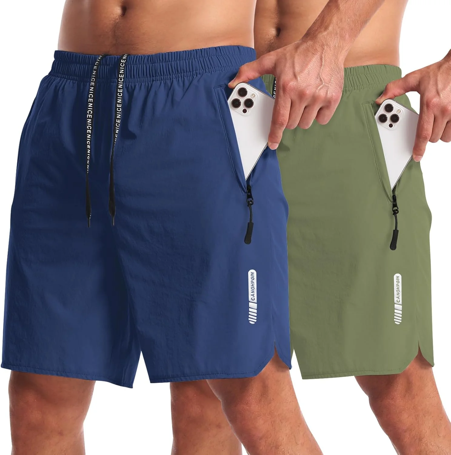 شورت ورزشی مردانه CANGHPGIN، بسته 2 عددی، مناسب تمرین، قد 7 اینچ، خشک‌شونده سریع، سبک و مناسب باشگاه و دویدن