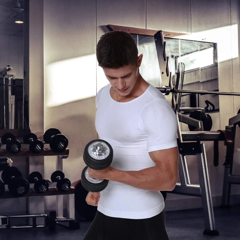 تاپ زیرپوش مردانه فرم دهنده بدن، جلیقه لاغری شکم، لایه زیرین عضلانی فشرده و حرارتی
