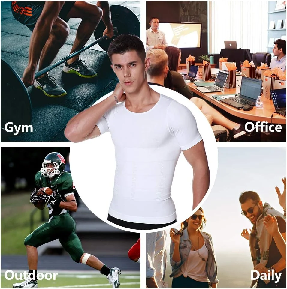 تاپ زیرپوش مردانه فرم دهنده بدن، جلیقه لاغری شکم، لایه زیرین عضلانی فشرده و حرارتی