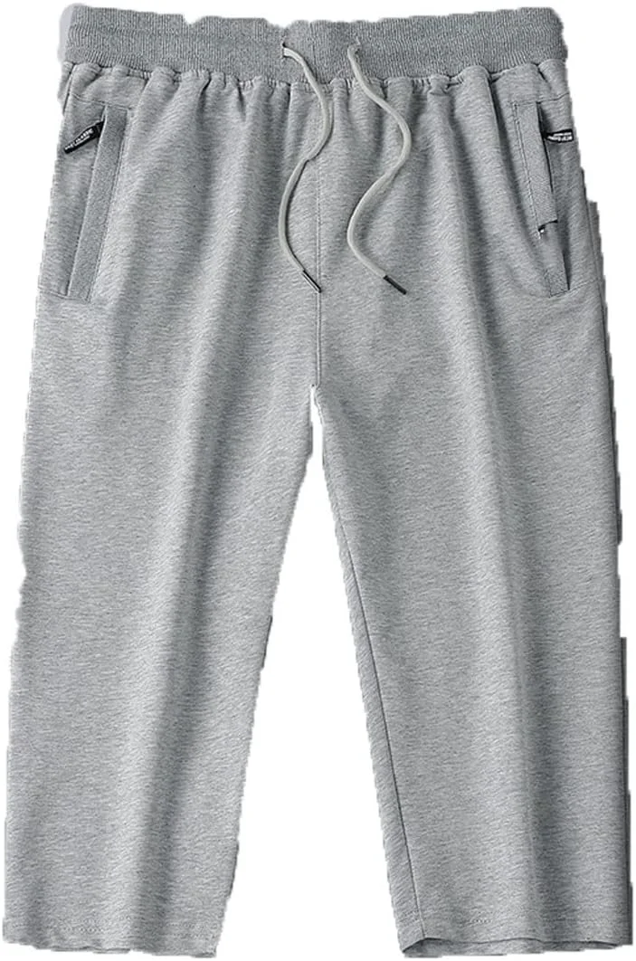 شلوارک مردانه تابستانی با جیب زیپ دار، شلوارک ورزشی مردانه، تنفسی، نخی، تمرینی، گشاد، شلوارک مردانه غیر رسمی، سایز بزرگ (رنگ: خاکستری، سایز: XXL)