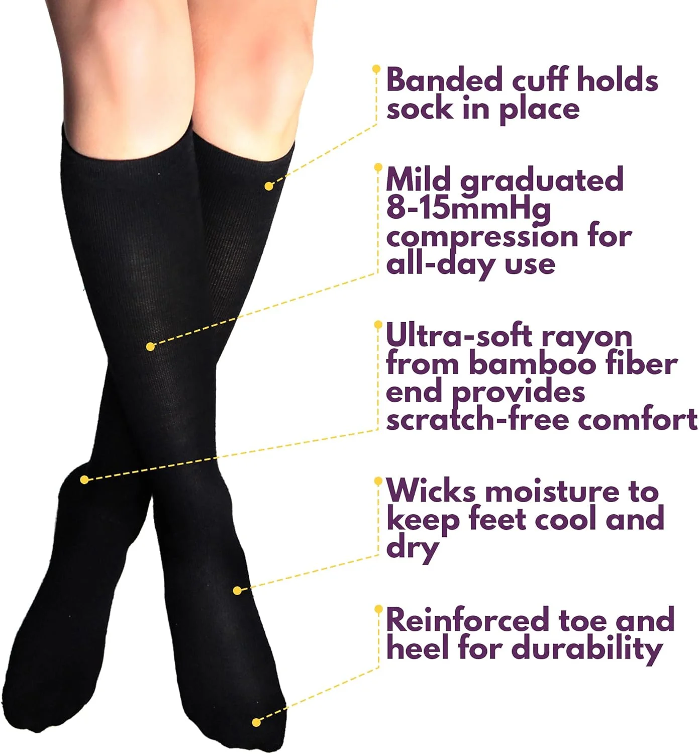جوراب ساق بلند فشاری بامبو فوق العاده نرم Cabeau برای زنان و مردان 8-15 mmHg جوراب ساق بلند فشاری بامبو فوق العاده نرم Cabeau برای زنان و مردان 8-15 mmHg