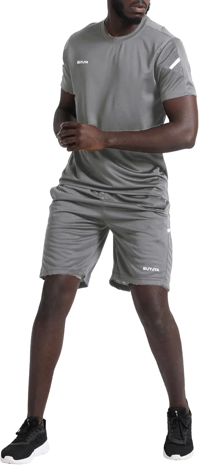 ست لباس ورزشی مردانه شامل شورت و تیشرت، مناسب بسکتبال، فوتبال، تمرین، دویدن و باشگاه (3 تکه)