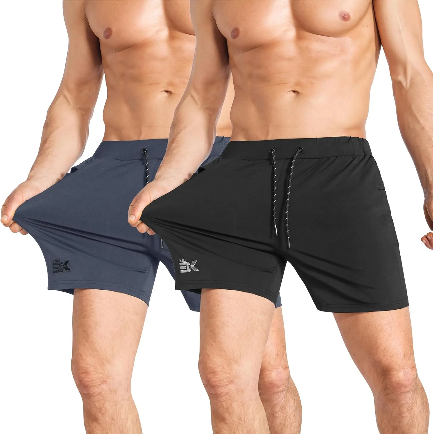 شورت ورزشی مردانه سبک وزن (بسته 2 عددی)، شورت ورزشی مردانه با قابلیت خشک شدن سریع و جیب زیپ‌دار مناسب دویدن و تمرین