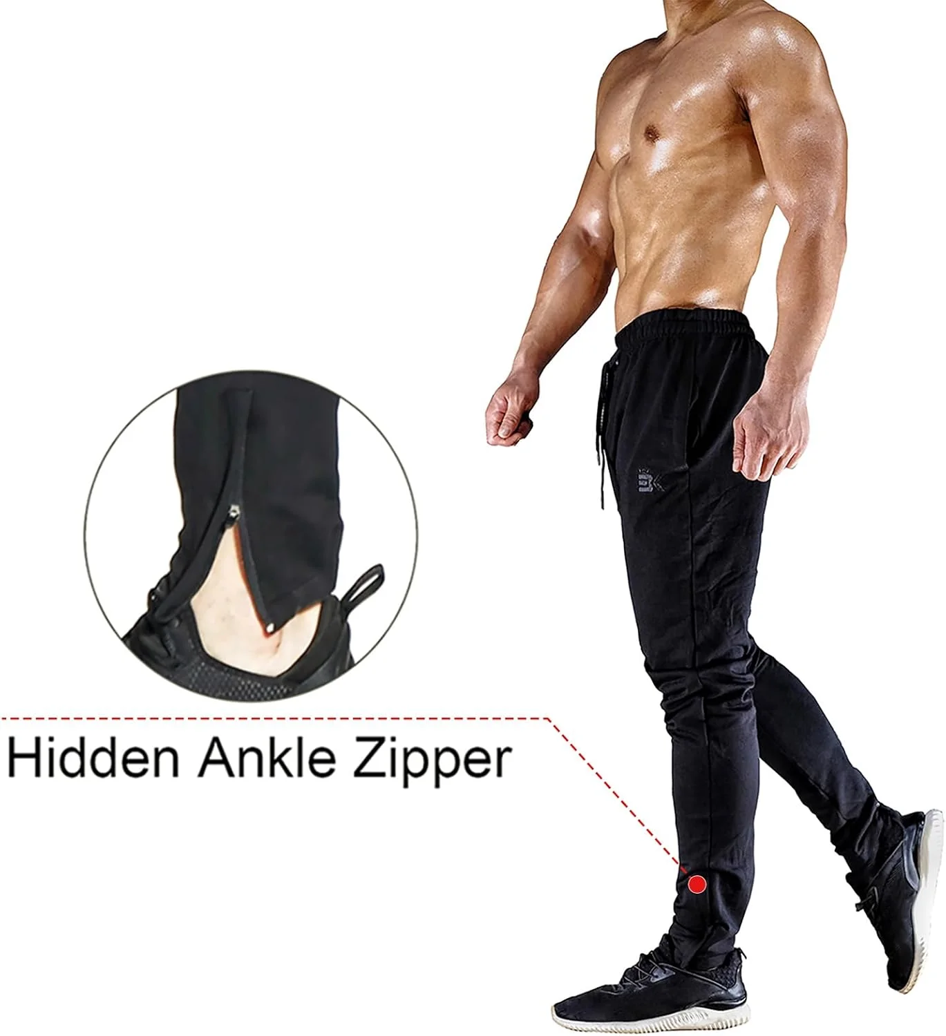 شلوار جاگر مردانه BROKIG، بسته 2 عددی، دارای زیپ مچ پا، اسپرت، غیر رسمی، باریک، مناسب دویدن و تمرین، دارای جیب