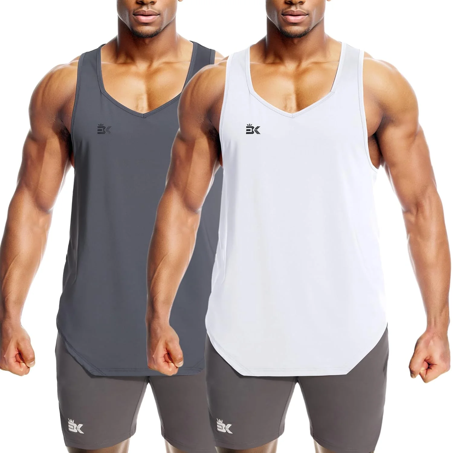ست 2 عددی تاپ ورزشی مردانه بروکیگ، مناسب باشگاه، بدنسازی، دویدن و تمرینات ورزشی، خشک‌شونده سریع و بدون آستین