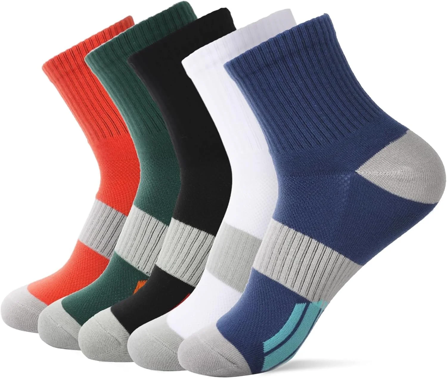 جوراب مردانه، جوراب ورزشی مردانه تنفسی، جوراب مردانه رطوبت گیر پنبه ای، ضد تاول، جوراب ورزشی برای دوچرخه سواری، کار، پیاده روی، دویدن، کوهنوردی 5 جفت
