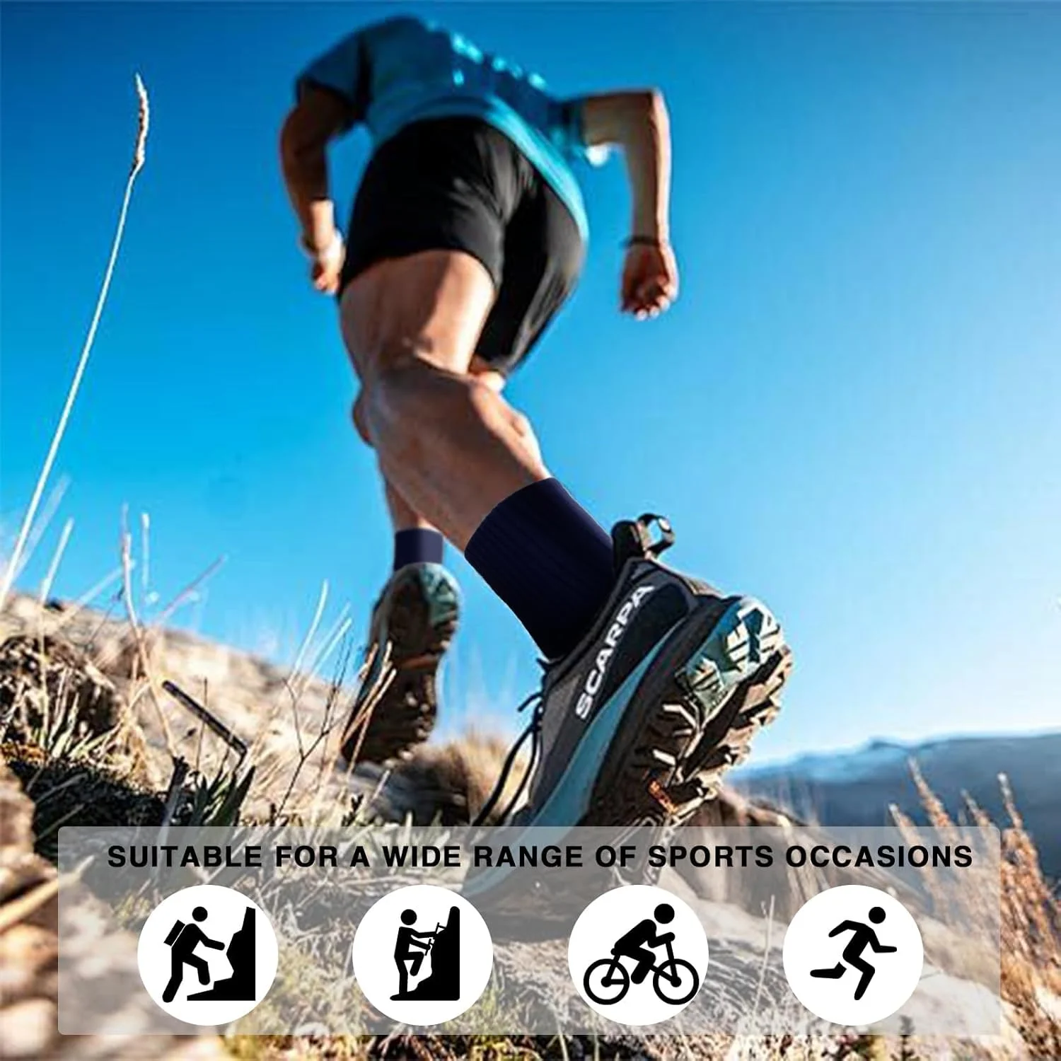 جوراب مردانه، جوراب ورزشی مردانه تنفسی، جوراب مردانه رطوبت گیر پنبه ای، ضد تاول، جوراب ورزشی برای دوچرخه سواری، کار، پیاده روی، دویدن، کوهنوردی 5 جفت