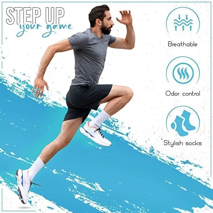 ۵ جفت جوراب ورزشی مردانه نخی، تنفسی، راحت، ساق دار، مناسب ورزش و پیاده روی، سایز ۶-۱۱