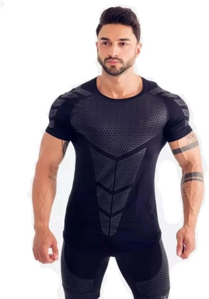 تی‌شرت آستین کوتاه مردانه با قابلیت خشک شدن سریع، مناسب دویدن، فیتنس، تنیس، فوتبال، باشگاه و لباس ورزشی