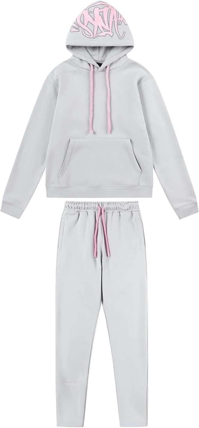 ست گرمکن مردانه و زنانه Syna World با حروف فومی، شامل ژاکت ورزشی و شلوار پنبه ای دو تکه، ست هودی پشمی غیر رسمی (خاکستری، بزرگ)