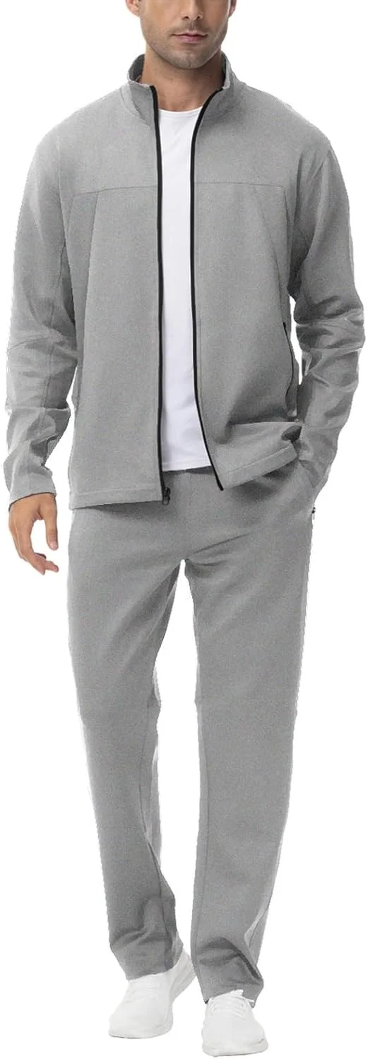 ست گرمکن ورزشی مردانه BGOWATU، شامل ژاکت زیپ‌دار و شلوار ورزشی مناسب دویدن و فعالیت‌های ورزشی