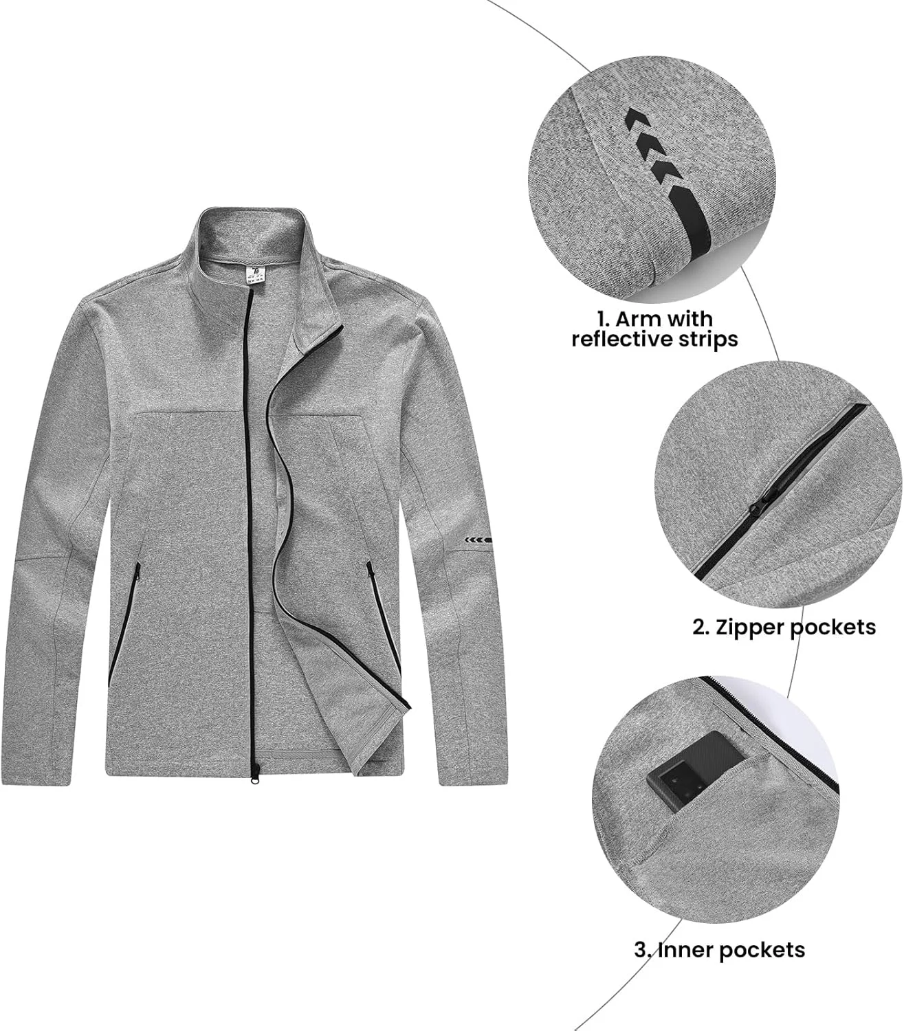 ست گرمکن ورزشی مردانه BGOWATU، شامل ژاکت زیپ‌دار و شلوار ورزشی مناسب دویدن و فعالیت‌های ورزشی