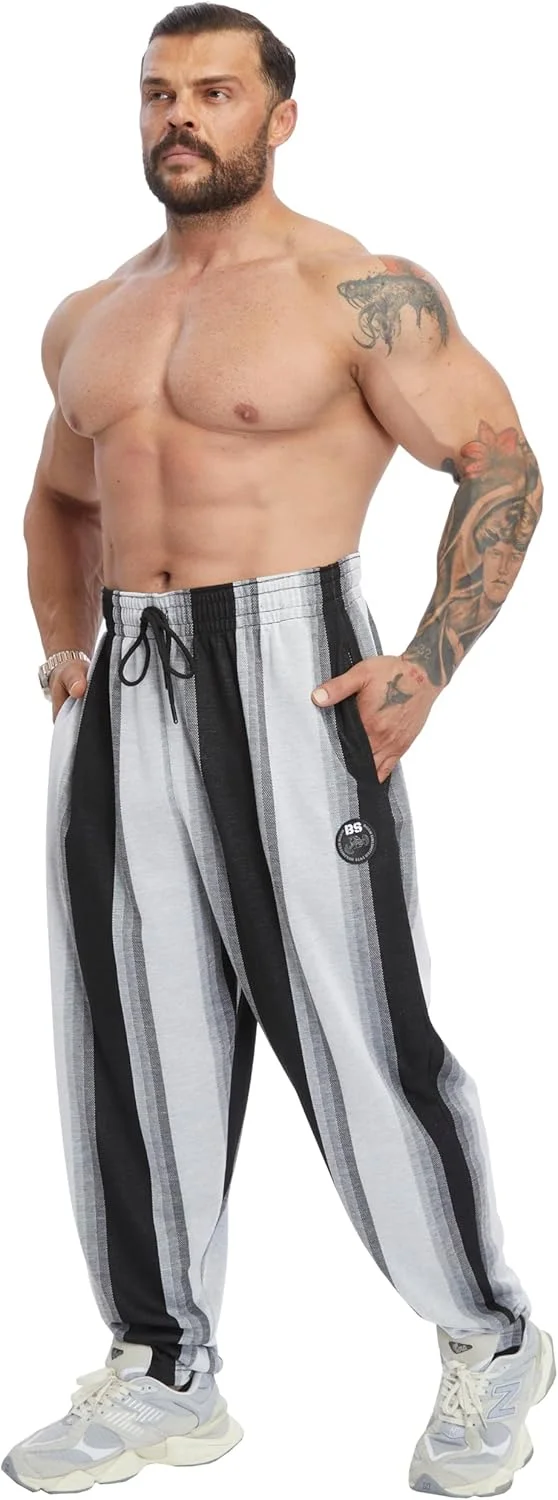 شلوار ورزشی مردانه راه راه با جیب، شلوار بگ گشاد مناسب استایل روزمره